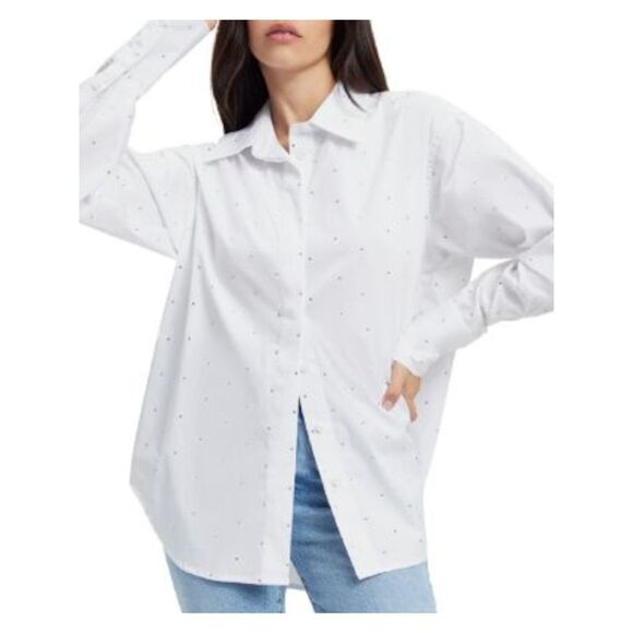 GOOD AMERICAN Womens White Oversized Fit Curved Hems Body Suit Top Plus 7\8 - Picture 1 of 2